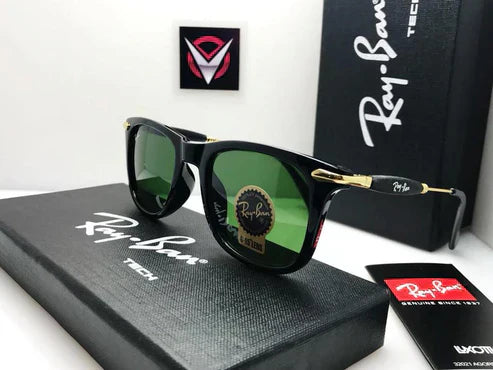 RB Green & Gold 2148 Square Cap Hot Favourite Wintage Sunglass For Unisex