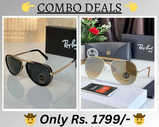 RB New Top Trending Men's Pack Of 2 Combo Hot Favourite Wintage Sunglass For Unisex.