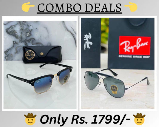 RB New Top Trending Men's Pack Of 2 Combo Hot Favourite Wintage Sunglass For Unisex.