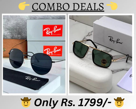 RB New Top Trending Men's Pack Of 2 Combo Hot Favourite Wintage Sunglass For Unisex.