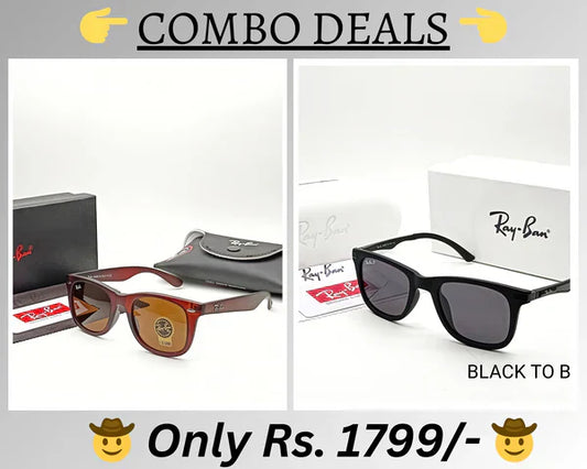 RB New Top Trending Men's Pack Of 2 Combo Hot Favourite Wintage Sunglass For Unisex.