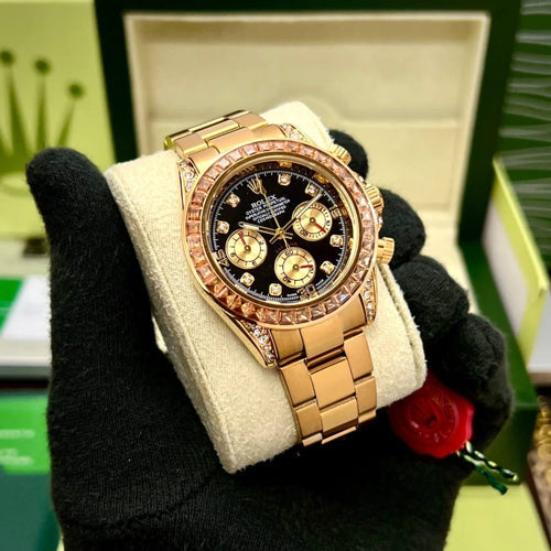 Rlx Daytona Diamond Gold Black Watch