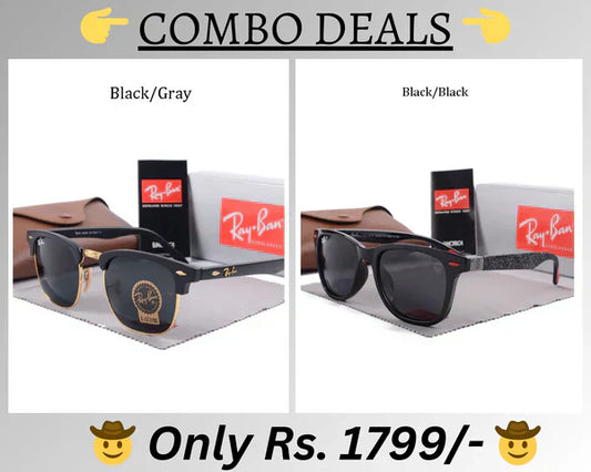 RB New Top Trending Men's Pack Of 2 Combo Hot Favourite Wintage Sunglass For Unisex.