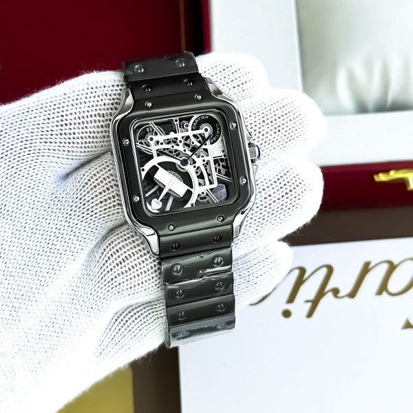 CARTIE_R MENS SILVER BLACK WATCH