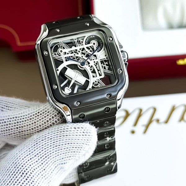 CARTIE_R MENS SILVER BLACK WATCH