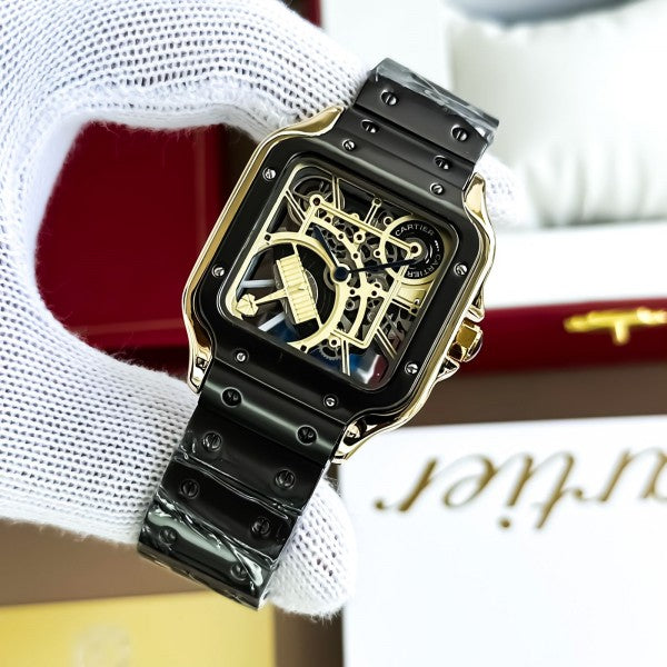 CARTIE_R MENS BLACK GOLD WATCH
