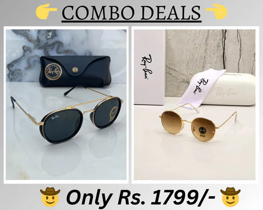 RB New Top Trending Men's Pack Of 2 Combo Hot Favourite Wintage Sunglass For Unisex.
