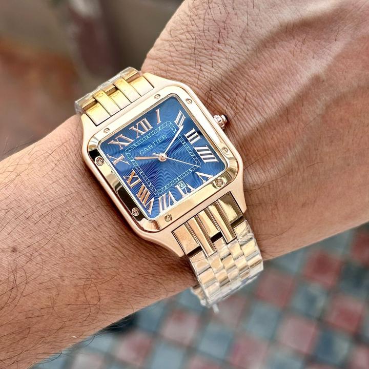CARTIE_R ROSE GOLD BLUE MENS WATCH