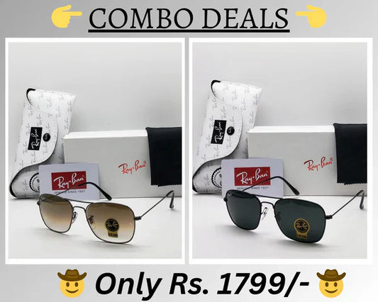RB New Top Trending Men's Pack Of 2 Combo Hot Favourite Wintage Sunglass For Unisex.