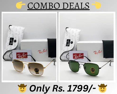 RB New Top Trending Men's Pack Of 2 Combo Hot Favourite Wintage Sunglass For Unisex.