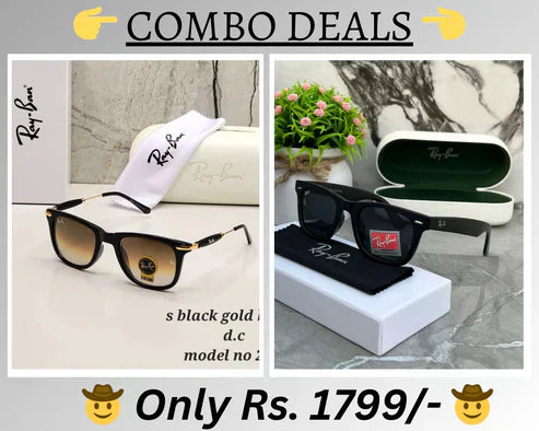 RB New Top Trending Men's Pack Of 2 Combo Hot Favourite Wintage Sunglass For Unisex.