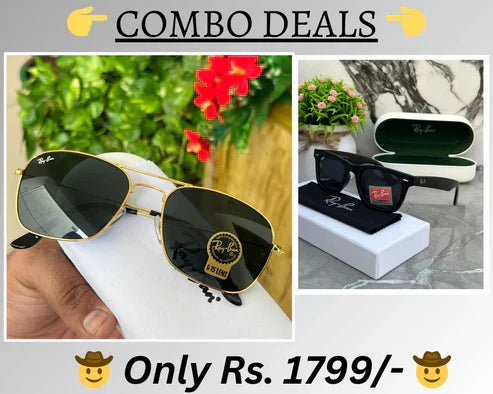 RB New Top Trending Men's Pack Of 2 Combo Hot Favourite Wintage Sunglass For Unisex.