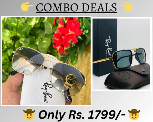 RB New Top Trending Men's Pack Of 2 Combo Hot Favourite Wintage Sunglass For Unisex.