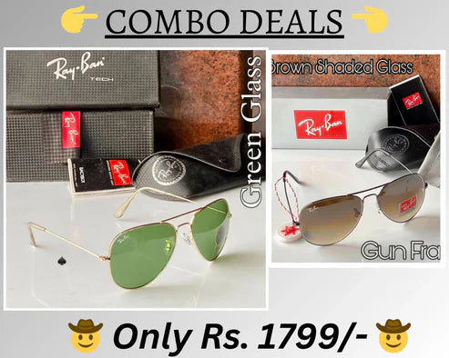 RB New Top Trending Men's Pack Of 2 Combo Hot Favourite Wintage Sunglass For Unisex.