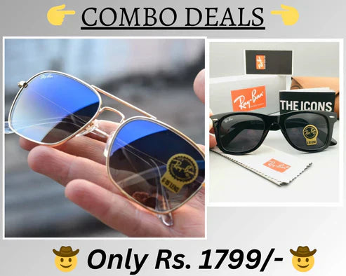 RB New Top Trending Men's Pack Of 2 Combo Hot Favourite Wintage Sunglass For Unisex.