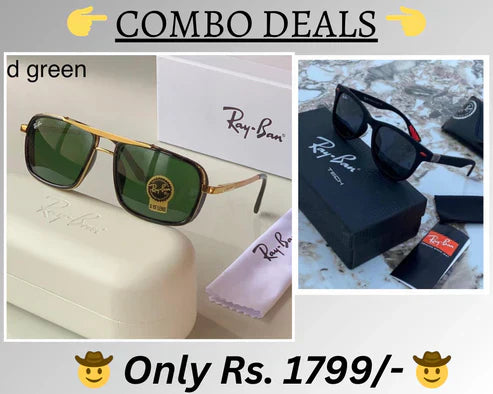 RB New Top Trending Men's Pack Of 2 Combo Hot Favourite Wintage Sunglass For Unisex.