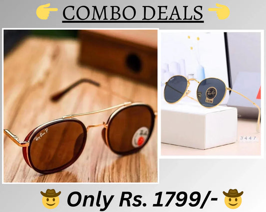 RB New Top Trending Men's Pack Of 2 Combo Hot Favourite Wintage Sunglass For Unisex.