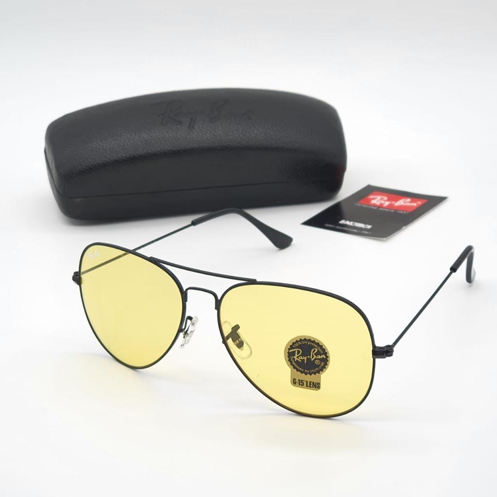 RB Yallow & Black 3026 Aviator Causal Latest Sunglass For Unisex.
