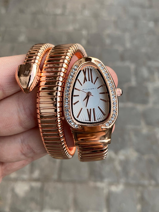 Bvlgari Serpenti Spiga Tubogas Rose Gold Dial 35 Mm Women's Watch