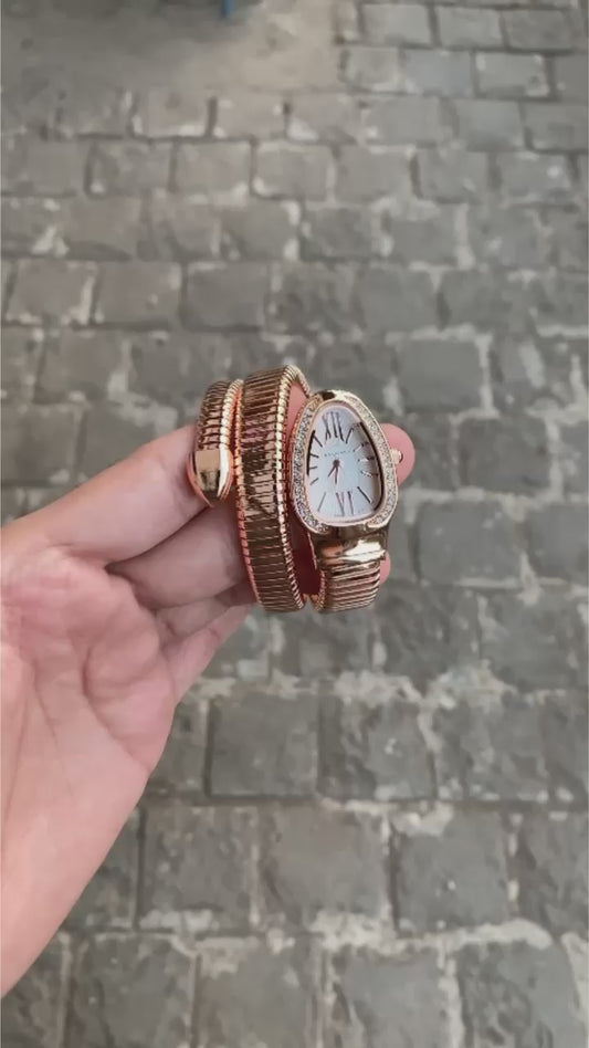 Bvlgari Serpenti Spiga Tubogas Rose Gold Dial 35 Mm Women's Watch