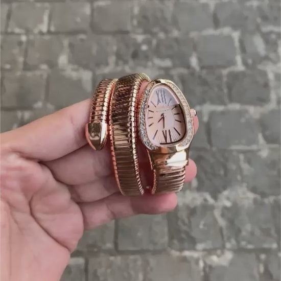 Bvlgari Serpenti Spiga Tubogas Rose Gold Dial 35 Mm Women's Watch