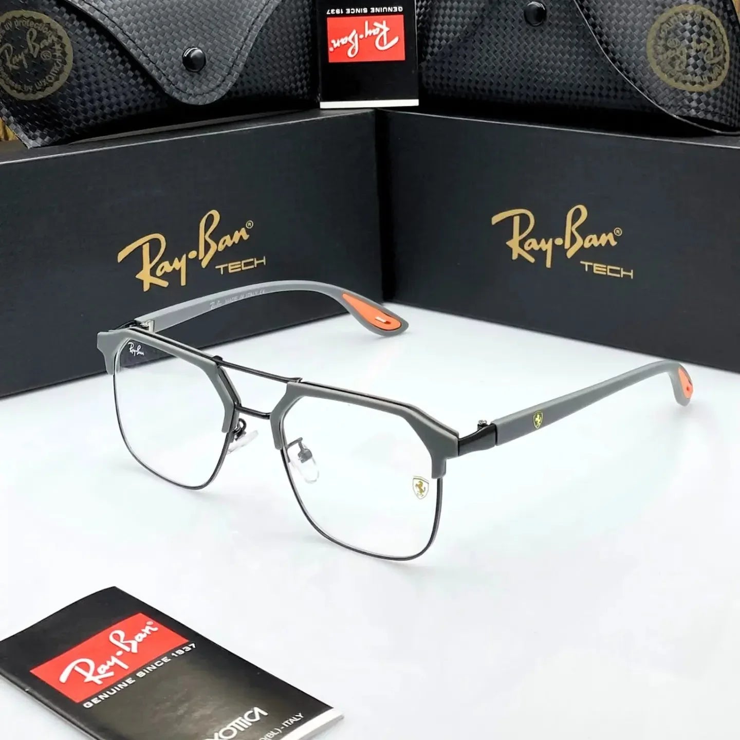 RB Fancy Grey Clear Eyewear For Daily Causal Evergreen UV Protected For Unisex.