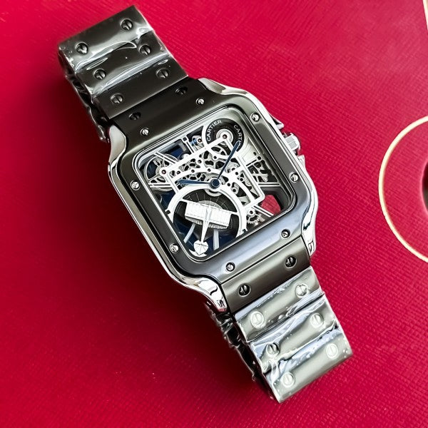 CARTIE_R MENS SILVER BLACK WATCH