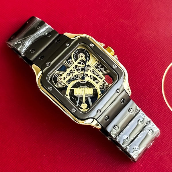 CARTIE_R MENS BLACK GOLD WATCH