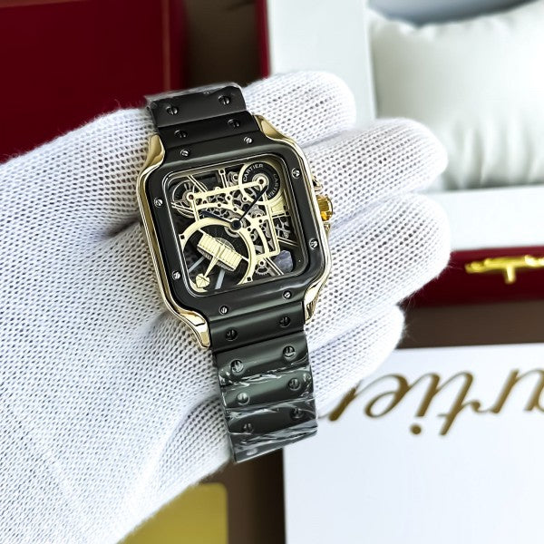 CARTIE_R MENS BLACK GOLD WATCH