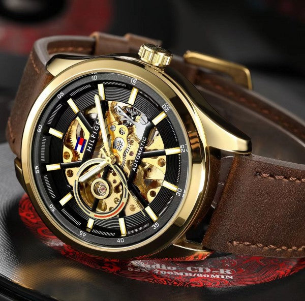 TOMMY_HILFIGER AUTOMATIC LEATHER WATCH