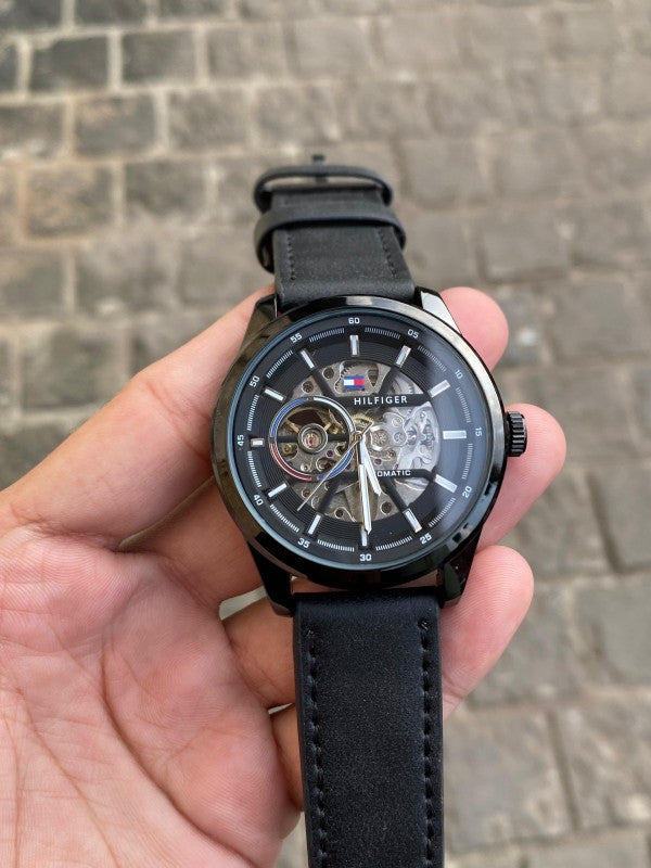 TOMMY_HILFIGER AUTOMATIC LEATHER WATCH