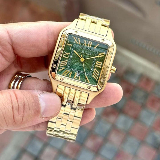 CARTIE_R MENS GOLD GREEN WATCH