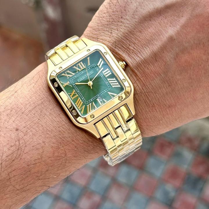 CARTIE_R MENS GOLD GREEN WATCH