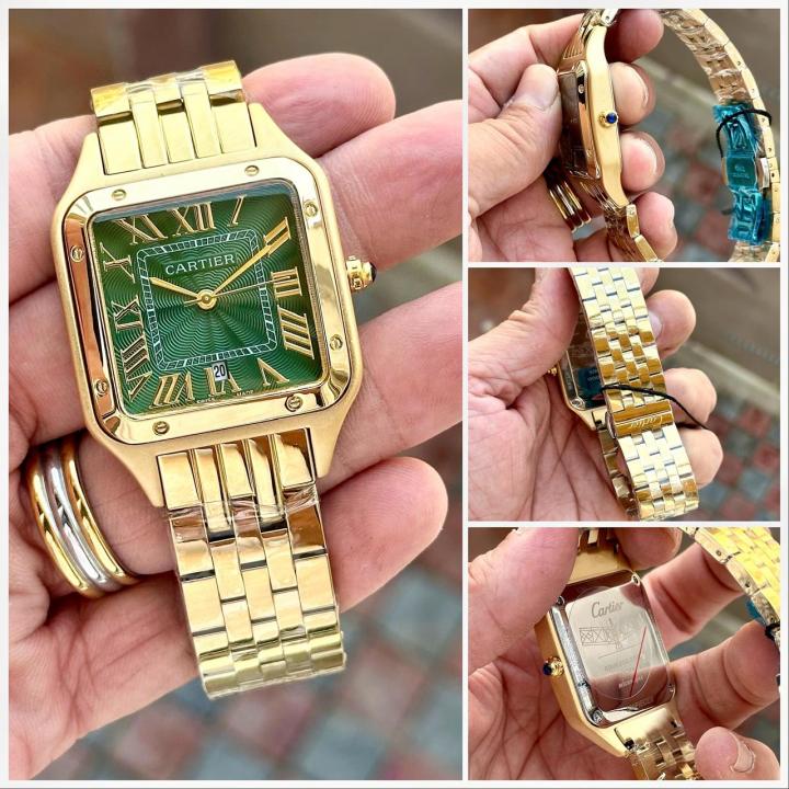 CARTIE_R MENS GOLD GREEN WATCH