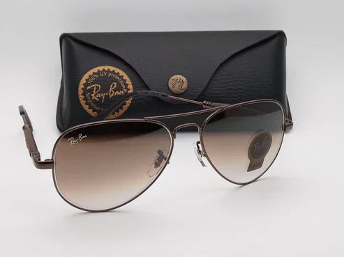 RB Brown & Gold 3517 Oval Trendy Hot Favourite Wintage Sunglass For Unisex