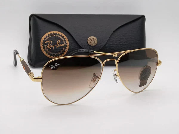 RB Brown Shade & Gold 3517 Oval Trendy Hot Favourite Wintage Sunglass For Unisex.