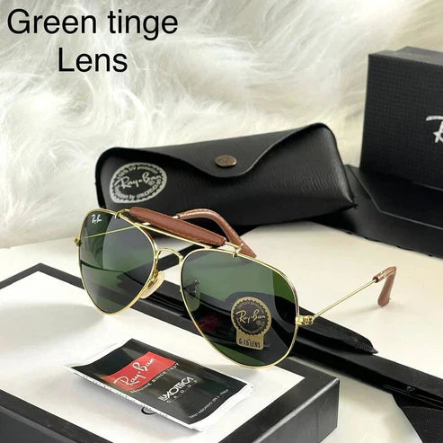 RB New Attractive Looking Green & Gold 3422 Fancy Aviator Bridge Sunglass For Unisex