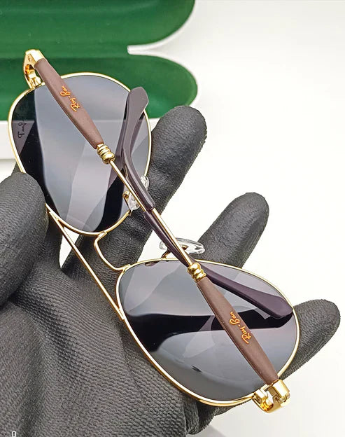 RB Black & Gold 3517 Oval Trendy Hot Favourite Wintage Sunglass For Unisex.