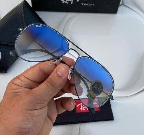 RB Blue Shade & Black 3026 Aviator Hot Favourite Wintage Sunglass For Unisex.
