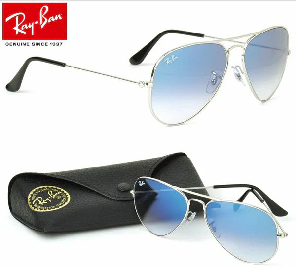 RB Blue Shade & Silver 3026 Aviator Trendy Hot Favourite Wintage Sunglass For Unisex.