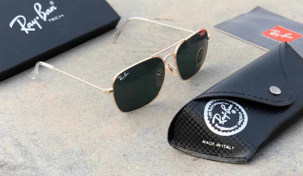 RB Black Gold 3136 Square Aviator Trendy Hot Favourite Wintage Sunglass For Unisex.