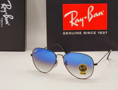 RB Blue Shade & Black 3026 Aviator Hot Favourite Wintage Sunglass For Unisex.