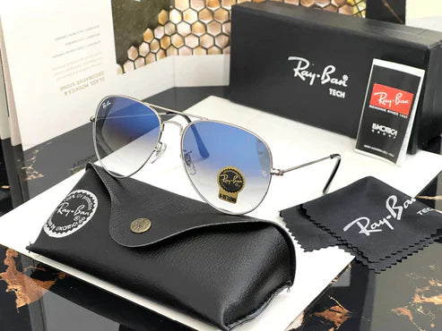 RB Blue Shade & Silver 3026 Oval Aviator Metal Trendy Hot Favourite Wintage Sunglass For Unisex