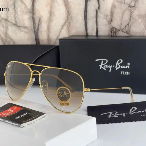 RB Brown Shade & Gold 3026 Aviator Hot Favourite Wintage Sunglass For Unisex.