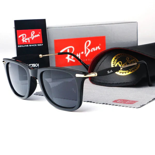 RB Black Gold 3136 Square Aviator Trendy Hot Favourite Wintage Sunglass For Unisex.
