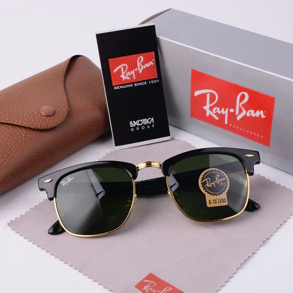 RB Black Gold 3016 Club Master Trendy Hot Favourite Wintage Sunglass For Unisex.