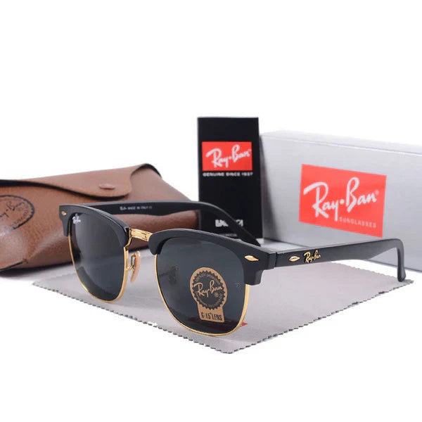 RB Black Gold 3016 Club Master Trendy Hot Favourite Wintage Sunglass For Unisex.