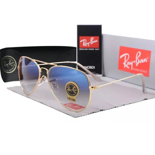 RB Blue Shade Gold 3026 Aviator Trendy Hot Favourite Wintage Sunglass For Unisex.